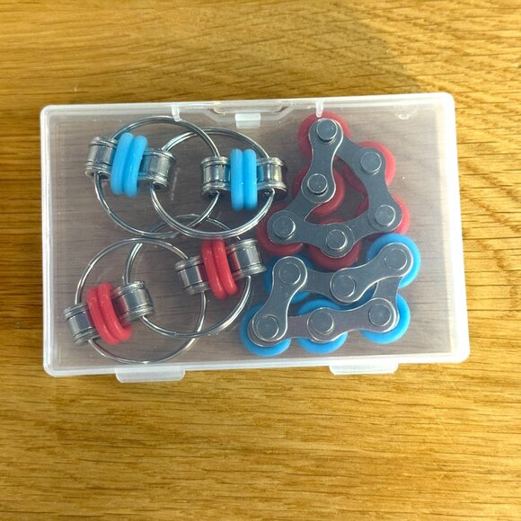 Fidget Toy: 4 Piece Flippy Roller Flick (Bike) Chain Fidget Toys with Case - Picture 2 of 16